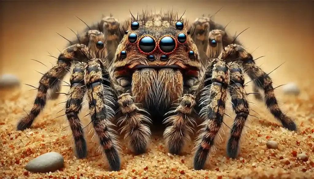 a closeup image of wolf  spider