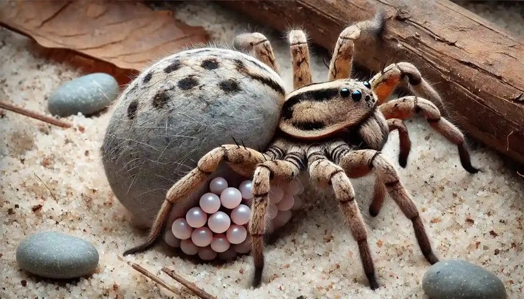 A closeup image of pregnant Wolf Spider