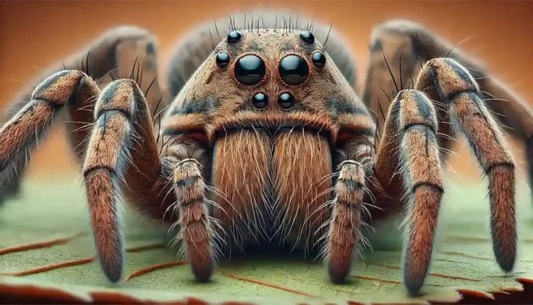 A realistic close-up image of a wolf spider