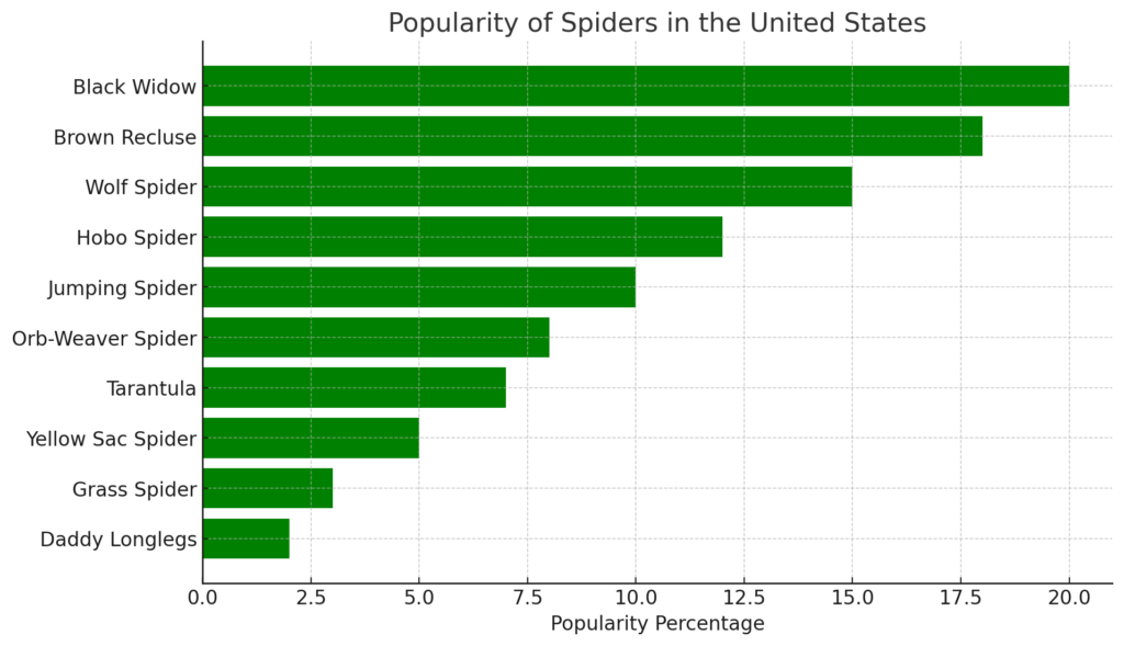 Popularity of spiders in the united states