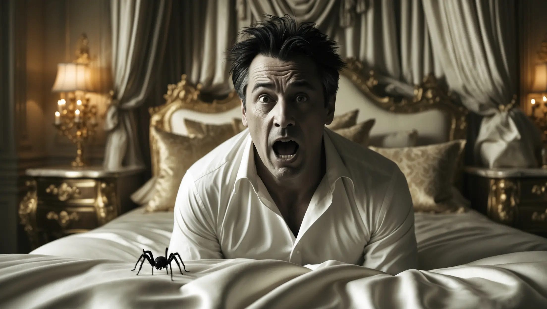spider crawling on bed